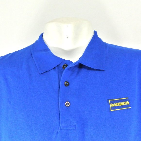 BLOCKBUSTER VIDEO Vintage Employee Uniform Polo Shirt Blue NEW Size XL - Picture 10 of 10